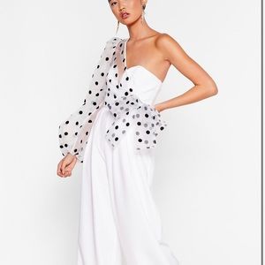 New with tag, never worn Nasty Gal polka dot jumpsuit.